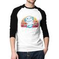 Axolotl Kids Teens Retro Sunset I Love My Daddy Men Baseball Raglan Shirt