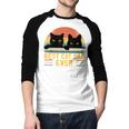 Best Cat Dad Ever Retro Style Cats Lover Men Baseball Raglan Shirt