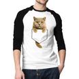 British Shorthair Cat Pocket Cat Mom Cat Dad Cat Lover Men Baseball Raglan Shirt