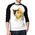 Calico Cat With Flowers For Mom Dad Women Men Kids Botanical Men Baseball Raglan Shirt