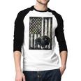 Camo USA Flag Bison Camouflage Hunting Wildlife Hunter Dad Men Baseball Raglan Shirt