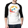Cat Daddy Vintage 80s Style Cat Retro Sunglasses Distressed Men Baseball Raglan Shirt