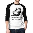 Cat Father I Am But Skin And Bones Cat Dad Meme Humor Men Baseball Raglan Shirt
