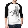 Cat Playing The Clarinet For Cat Lover Cat Mom Cat Dad Men Baseball Raglan Shirt