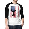 Cheer Dad American Flag Cheerleader Support Men Baseball Raglan Shirt