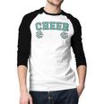 Cheer Dad My Favorite Cheerleader Calls Me Dad Teal Blue Men Baseball Raglan Shirt