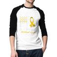 Childhood Cancer Survivor Support Step Dad Of A Warrior Men Baseball Raglan Shirt
