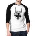 Cool Dads Club Skeleton Rock Pocket Fathers Day Rocker Hand Men Baseball Raglan Shirt