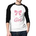 Coquette Pink Bow Men Dad Of The Birthday Girl Men Baseball Raglan Shirt