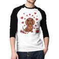 Cute Dachshund Valentine's Day Heart Love Dog Mom Dog Dad Men Baseball Raglan Shirt