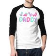 Cute Daddy Saurus Dad Dinosaur Birthday Boy Girl Family Men Baseball Raglan Shirt