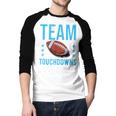 Cute Team Touchdowns Gender Reveal For Mom And Dad Men Baseball Raglan Shirt