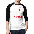 Dad Of 2 Girls Low Battery Daddy Of Two Girls Father Men Baseball Raglan Shirt