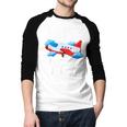 Dad Of The Birthday Boy Airplane Men Baseball Raglan Shirt