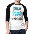Dad Of The Birthday Boy Aquarium Sea Animals Matching Men Baseball Raglan Shirt