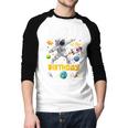 Dad Of The Birthday Boy Astronaut Outer Space Birthday Men Baseball Raglan Shirt