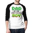 Dad Of The Birthday Boy Family Gaming Pixel Birthday Party Men Baseball Raglan Shirt