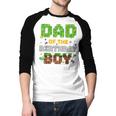Dad Of The Birthday Boy Pixel Gamer Party Matching Family Men Baseball Raglan Shirt
