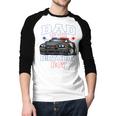 Dad Of The Birthday Boy Policeman Officer Party Men Baseball Raglan Shirt