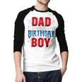 Dad Of The Birthday Boy Spider Web Birthday Party Matching Men Baseball Raglan Shirt