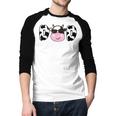 Dad Of The Birthday Girl Cow Daddy Papa Bday Matching Men Baseball Raglan Shirt