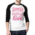 Dad Of The Birthday Girl Family Pink Coquette Bow Men Baseball Raglan Shirt