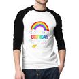 Dad Of The Birthday Girl Rainbow B-Day Matching Family Men Baseball Raglan Shirt