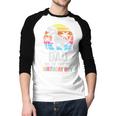 Dad Of The Birthday Party Outfit Dinosaur Daddy Men Baseball Raglan Shirt