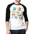 Dad Of The Birthday Twins Boys Girls Party Retro Bday Men Baseball Raglan Shirt