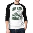 Dad Lawn Mowing One Bad Mowfo Mower Dad Gardening Men Baseball Raglan Shirt