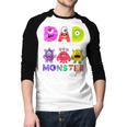 Dad Little Monster Kids 1st Birthday Party Family Monster Small Men Baseball Raglan Shirt