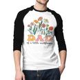 Dad Of The Little Wildflower Birthday Party Baby Shower Men Baseball Raglan Shirt