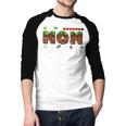 Dad And Mom Of The Birthday Boy Pixel Game Matching Family Men Baseball Raglan Shirt