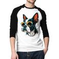 Dad Mom Cool Dog Sunglasses Boston Terrier Men Baseball Raglan Shirt