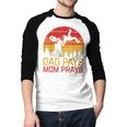 Dad Pays Mom Prays Dirt Bike Retro Motocross Boys Kids Men Baseball Raglan Shirt
