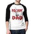 Dad Rockin One Birthday Family Matching Rock Guitar Men Baseball Raglan Shirt