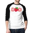 Dad Strawberry First Birthday Family Strawberry Men Baseball Raglan Shirt