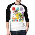 Dad Of The Three Rex 3Rd Birthday Boy Dinosaur T-Rex Men Baseball Raglan Shirt