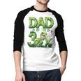 Dad Of The Three Rex Birthday Boy Dinosaur Family Matching Men Baseball Raglan Shirt