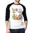 Dad Of The Wild Two Zoo 2nd Birthday Safari Jungle Animal Men Baseball Raglan Shirt