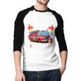 Dada Of The Birthday Boy Fire Truck Firefighter 1St Party Men Baseball Raglan Shirt