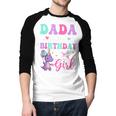Dada Of The Birthday For Girl Dinosaur T-Rex Party Family Men Baseball Raglan Shirt