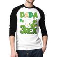 Dada Of The Three Rex Birthday Dinosaur Family Matching Men Baseball Raglan Shirt