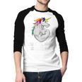 Dadacorn Muscle Dad Unicorn Fathers Day Men Baseball Raglan Shirt