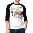 Daddy Of The 1 Year Old Football Lover 1st Birthday Boy Men Baseball Raglan Shirt Daddy Of The 1 Year Old Football Lover 1st Birthday Boy Men Baseball Raglan Shirt