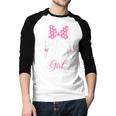 Daddy Of The Birthday Girl Pink Bow Birthday Family Matching Men Baseball Raglan Shirt