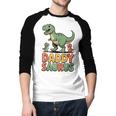 Daddy Saurus Dinosaur Dad Of Two Kids Dino Family Men Baseball Raglan Shirt