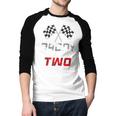 Daddy Of The Two Fast Second Birthday Racing Car Family Men Baseball Raglan Shirt