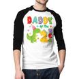Daddy Of The Two Rex 2Nd Birthday Boy Dinosaur T-Rex Men Baseball Raglan Shirt