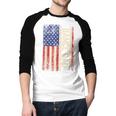 Dance Dad US American Flag Shirt Dancer Dancing Father Men Men Baseball Raglan Shirt
